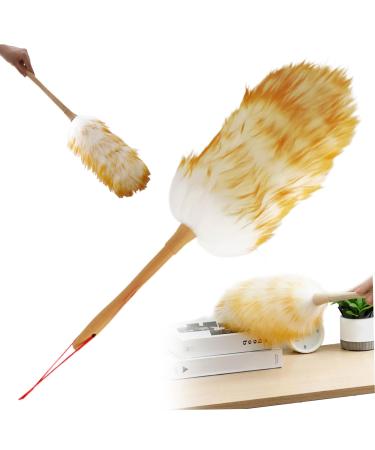 Lambswool Duster with Wooden Handle 17 Inch Anti-Static Duster Flexible Dusters for Cleaning Ceiling Fans Bookshelves Cleaning Supplies 44cm