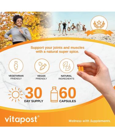 VitaPost Turmeric Curcumin Plus: Joint & Muscle Support with BioPerine - 60 Capsules - Buy Online on GoSupps.com