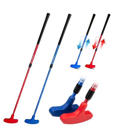 THIODOON Golf putters for Men and Women 2 Pack Two-Way Kids Putter Mini Golf Putter for Right or Left Handed Golfers Adjustable Length Golf Putter Suitable for Children, Teenagers and Adults Red+Blue Putters & 6 Golf Tees