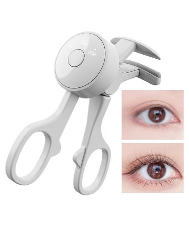 Heated Eyelash Curler - Eyelash Curler for Cosmetics Eyelash Perm Tool for Women | Quick Heating Silicone Eyelash Curler Refillable Makeup Tool Portable Compact White.