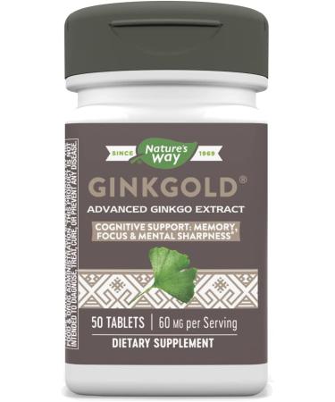 Nature's Way Ginkgold 60mg - 50 Tablets - Boost Memory & Cognitive Function - Buy Online on GoSupps.com