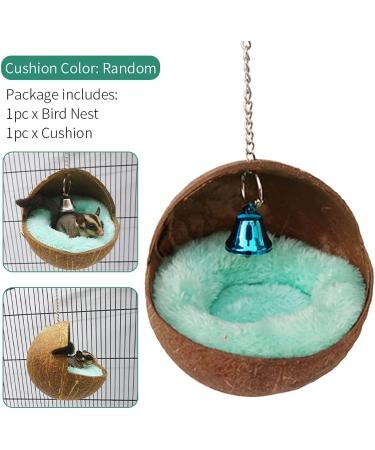 Violotoris Hanging Coconut Shell Bird Nest House Bed Natural Random Color Cushion Birdhouse Bird Hut Breeding Place Toy For Bird - Buy Online on GoSupps.com