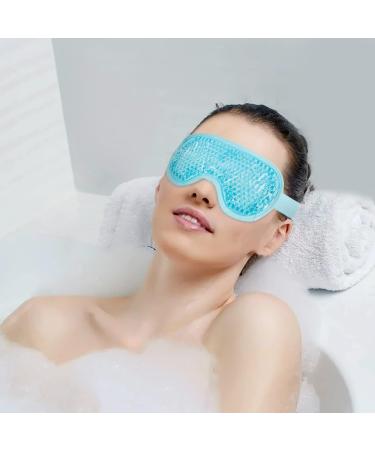 WOVTE Cooling Eye Mask Reusable Hot or Cold Therapy Gel Bead Eye Mask with Soft Plush Backing and Adjustable Strap for Puffy Eyes Dry Eyes Dark Circles Headache (Blue) - Buy Online on GoSupps.com