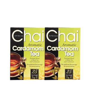 Chai Xpress Cardamom Tea | 25 Tea Bags | Premium Blend Of Black Tea And Cardamom | Aromatic Cardamom Tea | No Artificial Flavourings | No Preservatives | Indian Origin | 75G | Pack Of 2