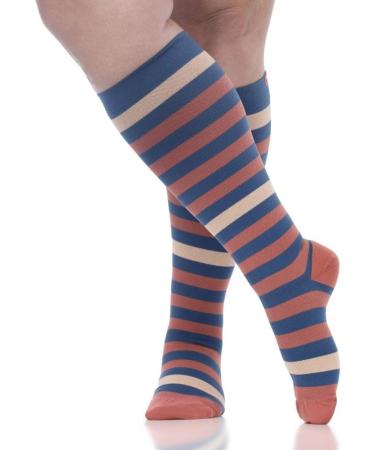 Shop VIM & VIGR Nylon 20-30 mmHg Compression Socks Midnight & Rust Thick Stripe | International Shipping Available - Buy Online on GoSupps.com