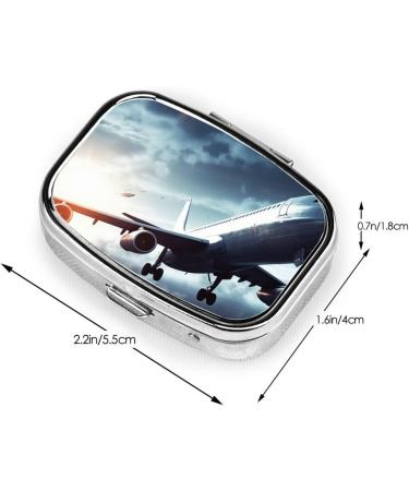 Airplane Printed Square Pill Box | Portable Travel Medicine Organiser | International Shipping - Buy Online on GoSupps.com