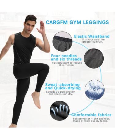 CARGFM Men's Compression Pants - White Small | Basketball Tights, Leggings, Yoga, Running, Sports Workout Baselayer - Buy Online on GoSupps.com