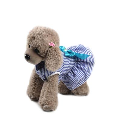 Barrageon dogs Kneid Sweet Princess Rock Clothing puppy cat for little pet medium-sized dog cat Bowknot summer clothing (blue-M) back length: 30 cm blue