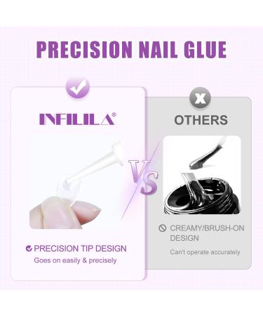 NXJ INFILILA Nail Glue - 5 PCS Strong Adhesive for Press-On Acrylic & Fake Nails - Professional Repair Glue 0.10oz - Buy Online on GoSupps.com