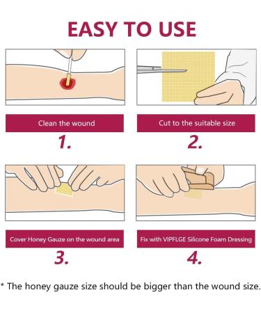 Manuka Honey Gauze Dressing 2x2 | Medical Grade Honey Patches for Wound Care | Pack of 10 for Faster Healing - Buy Online on GoSupps.com