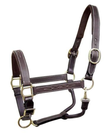 Derby Originals Liverpool Fancy Stitched Padded Adjustable Leather Horse Halter Cob/Arabian