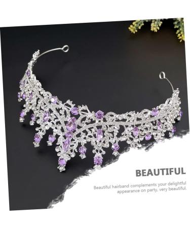 Purple Crystal Crown Tiara for Bridal Women Tiara Bridal Headpieces for Party Wedding Bridal Headband Bride Headdress Bridal Tiara Shiny Headband Wedding Bridal Hair Decor Tiaras 18X18CM Silver - Buy Online on GoSupps.com