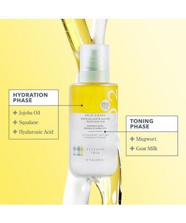Beekman 1802 Milk Shake Facial Toner Mist - 8 oz - Hyaluronic Acid & Squalane - Hydrating & Redness-Relieving Formula - Non-Comedogenic, Alcohol-Free & Cruelty-Free - Buy Online on GoSupps.com