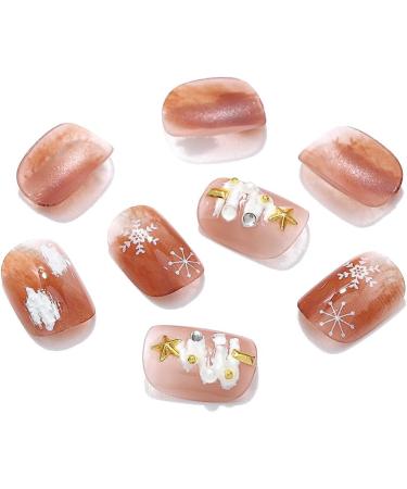 Brishow Christmas Glitter Snow Press-On False Nails - 24pcs Short Ballerina Acrylic Fake Nails for Women and Girls - Buy Online on GoSupps.com