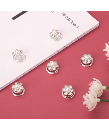Parieo Pearl Hair Pins 10 Pieces Spiral Twist Hair Clips with Diamond Flower Crystal for Women's Wedding Accessory Party Decoration - Buy Online on GoSupps.com