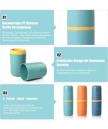 3-Pack Travel Toothbrush Set | Portable Toothbrush Case & Holder for Camping School & Travel | Waterproof Toothbrush Container & Cup - Buy Online on GoSupps.com