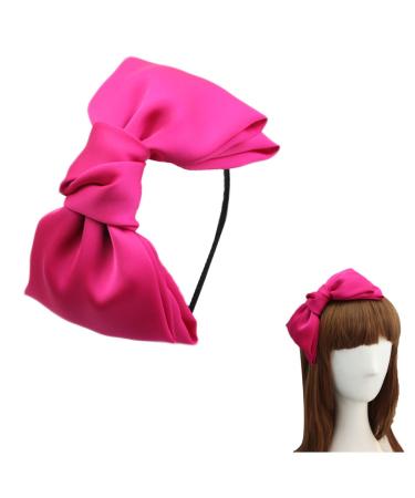 CELLOT Women 8 Super Big Bows Hairstyle Hair Hoop Silky Fabric Hair Bows HeadBand for Girls Teens (Hot Pink)