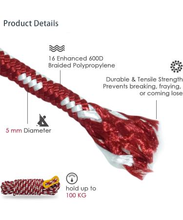 GEERTOP 6 Pack Ultralight 5mm Guy Lines with Aluminum Adjuster | Camping & Backpacking Tent Cords | Outdoor Shelter Ropes for Climbing & Hiking | Survival Gear - Red - Buy Online on GoSupps.com
