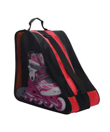 Kids Roller Skate Bag Thick Oxford Cloth Ice Skate Bag Inline Skate Bag Sided Breathable Mesh Triangle Skate Bag Ski Sport Shoulder Bag to Carry Ice Skates Roller Skates Inline Skates for Boy Girl Red