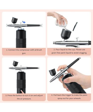 Hoadoek Airbrush Kit with Compressor High Pressure Airbrush Set with 0.3mm Nozzle Airbrush for Nails Makeup Easy Install Black - Buy Online on GoSupps.com