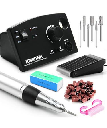 JEWHITENY Professional Nail Drill Machine 30000RPM Light Acrylic Electric Nail File Kits for Remove Nail Gel Polish Nail Drills for Acrylic Nails Design for Home Salon Use 110-240V(Black)