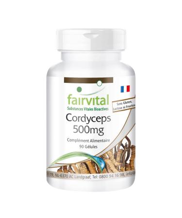 Fairvital | Cordyceps 500mg VEGAN - Highly dosed - 90 capsules - Cordyceps sinensis - caterpillar mushroom