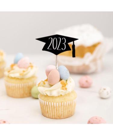 GYORI Graduation Hat Cupcake Toppers - Set of 10 Decorative Cake Toppers with Toothpicks for Birthday and Graduation Parties 10 Pcs - Buy Online on GoSupps.com