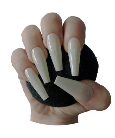 600 Pieces COFFIN Extra Long Tapered NATURAL Full Cover False Nails Glue On Tips - Professional Salon & Home Use.