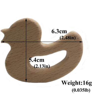 Wendysun 5pcs Cartoon Wood Teether Set - Natural Animal Mandarin Duck Shape Baby Teething Beech Teether DIY Pendant Toy - Buy Online on GoSupps.com