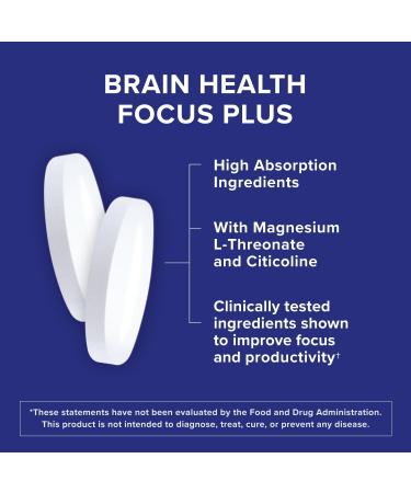 Qunol Brain Health Focus Plus Magnesium L-Threonate & Citicoline Clinically Tested Ingredients to Improve Focus Attention and Productivity 60 Count (Pack of 1) - Buy Online on GoSupps.com