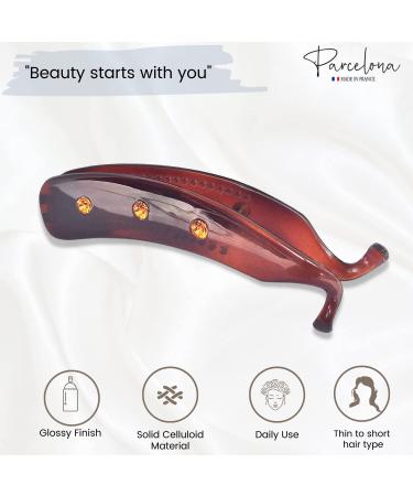 Parcelona French Lock Crystal Celluloid Brown Shell Medium Ponytail Holder Hair Clip - Buy Online on GoSupps.com
