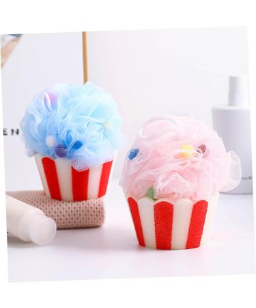 2pcs Cartoon Ice Cream Bath Balls - Exfoliating Loofahs & Shower Puffs for Ultimate Bathing Experience - Buy Online on GoSupps.com