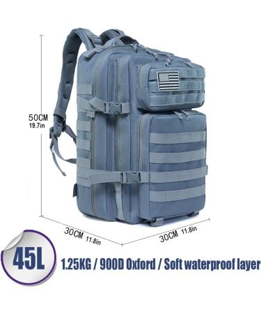 LHI Military Tactical Backpack 45L for Men and Women - Army Assault Pack Rucksack with Molle System in Grey - Buy Online on GoSupps.com