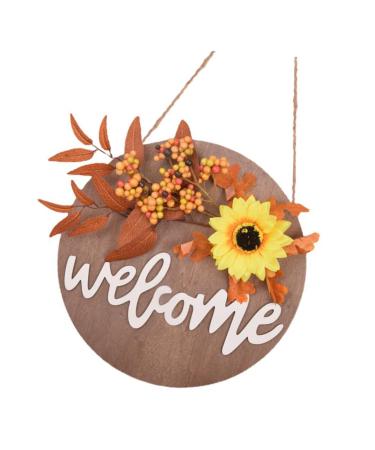 Zerodeko 3pcs Sunflower Welcome Sign Out Door Decor Door Sign Pendant Sign for Front Door Harvest Festival Porch Decor Front Door Welcome Sign Fall Garland Plastic Welcome Card Indoor