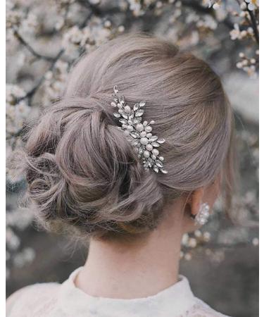Edary Bridal Silver Wedding Hair Combs - Rhinestone & Pearl Hair Accessories for Women & Girls - Buy Online on GoSupps.com