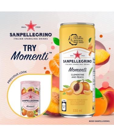 SAN PELLEGRINO MOMENTI Italian Sparkling Drinks Clementine Peach Carbonated Fruit Beverage 24 x 330mL Cans Clementine & Peach - Buy Online on GoSupps.com