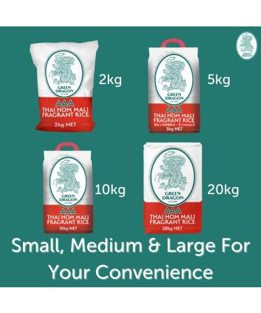 Green Dragon Thai Fragrant Jasmine Rice 2KG - AAA Premium White Rice for Chinese Asian Cooking - Buy Online on GoSupps.com