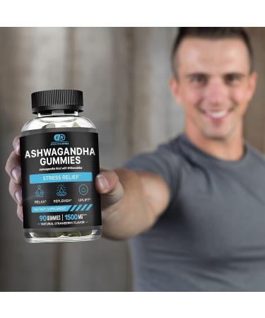 Effective Nutra Ashwagandha Gummies 1500mg for Men & Women - Stress Relief, Sleep & Energy - Natural Strawberry Flavor - 90 Count - Buy Online on GoSupps.com