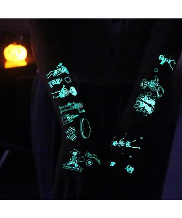 Mocossmy Mexican Glow in the Dark Temporary Tattoos for Kids - 10 Sheets of Cartoon Cactus, Pepper, and Skull Designs - Luminous Fake Face and Body Tattoo Stickers for Cinco de Mayo Fiesta - Party Favor Supplies - Buy Online on GoSupps.com