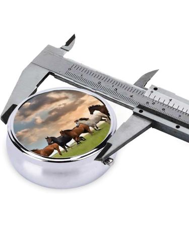 Mini Round Horse Print Pill Box - 3 Compartment Travel Organizer for Medicine - Portable Pill Case for Home & Office - Buy Online on GoSupps.com