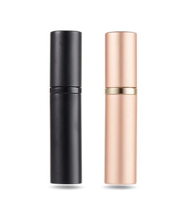 Asanana perfume dusty can be fulfilled filling technique without funnel empty perfume atomizer spray bottle for travel handbag on the way - 5ml (CLA -2P_BLACK & ROSEGOLD)