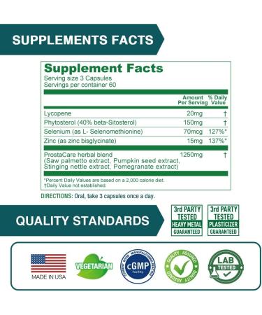 LOVITA Prostate Health 8 in 1 Exclusive Prostate Supplements for Men with Saw Palmetto 500mg Stinging Nettle Lycopene for Normal Urination Frequency 180 Veggie Capsules (Pack of 3) 540 Count (Pack of 1) - Buy Online on GoSupps.com