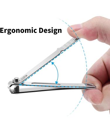 Tiomues Stainless Steel Nail Clippers Set for Thick or Tough Nails - Includes Nail File - Manicure Tools for Men/Women - Buy Online on GoSupps.com