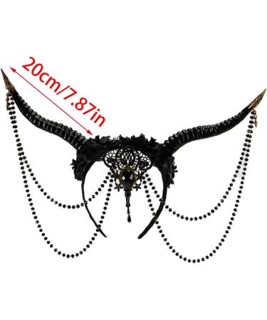 Unique Horn Headband for Women Halloween Headpiece with Flower Chain Detail for Carnivals Costume Party Cosplay - Buy Online on GoSupps.com