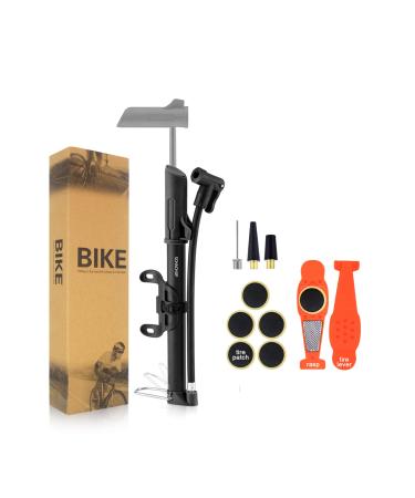 Mini Bike Pump and Tire Repair Kit, Convertible Presta and Schrader Valve, 120 PSI Bicycle Air Portable Inflator with Nozzle Kit, Frame Mount for Mountain Bike BMX