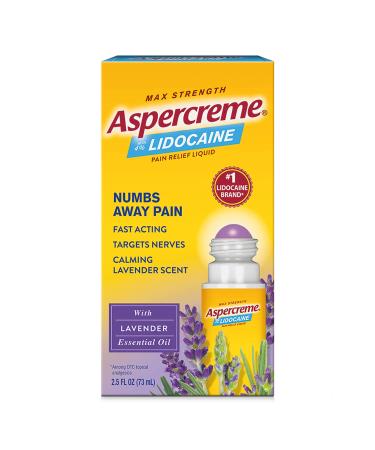 Aspercreme Max Strength Pain Relief Liquid With 4% Lidocaine Lavender Essential Oil 2.5 fl oz (73 ml)