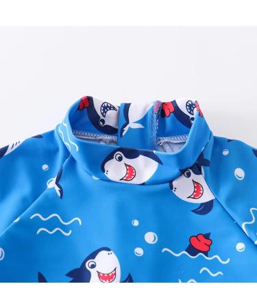 PythJooh Baby Boy Rash Guard Swimsuit with Shark Print Shorts | 12-18 Months | E - Happy Shark - Buy Online on GoSupps.com