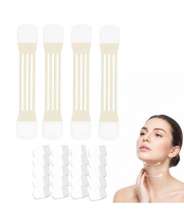 JCWPVA Neck Lift Tape - 20PCS Instant Invisible Face & Neck Tightening Patches Lifting Tape for Sagging Skin & Wrinkles Best Behind Neck Support for All Skin Types (4 Bands+20 Patches)