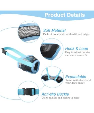 Buy Mayerzon Dog Muzzle - Adjustable Velcro Breathable Airline Approved for Small Medium & Large Dogs - Anti-Bark & Chew (Blue S+) - Buy Online on GoSupps.com