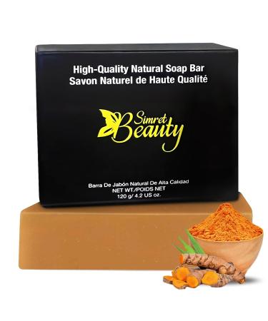 Turmeric Soap Bar - Natural Face & Body Cleanser with Turmeric & Charcoal for Acne Dark Spots and Skin Brightening Organic Cruelty-Free Sulfate-Free 4.2 oz